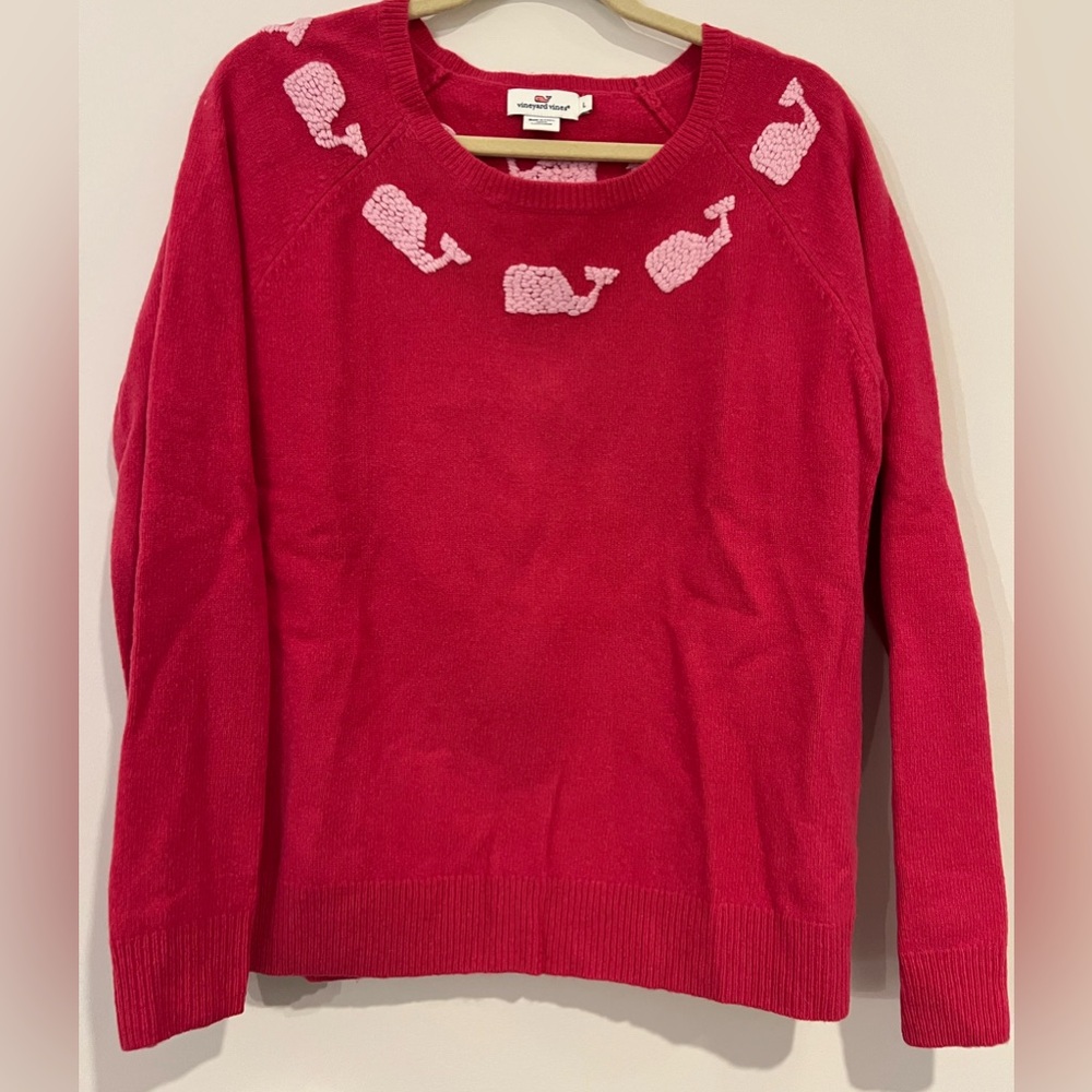 Vineyard Vines Pink / Light Pink Whale Aplique Wool Sweater
